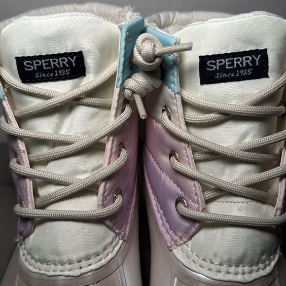 New Sperry Kid’s Saltwater Ankle Boot Duck Boot Iridescent Pastel Size 3 & 6 - Picture 6 of 14